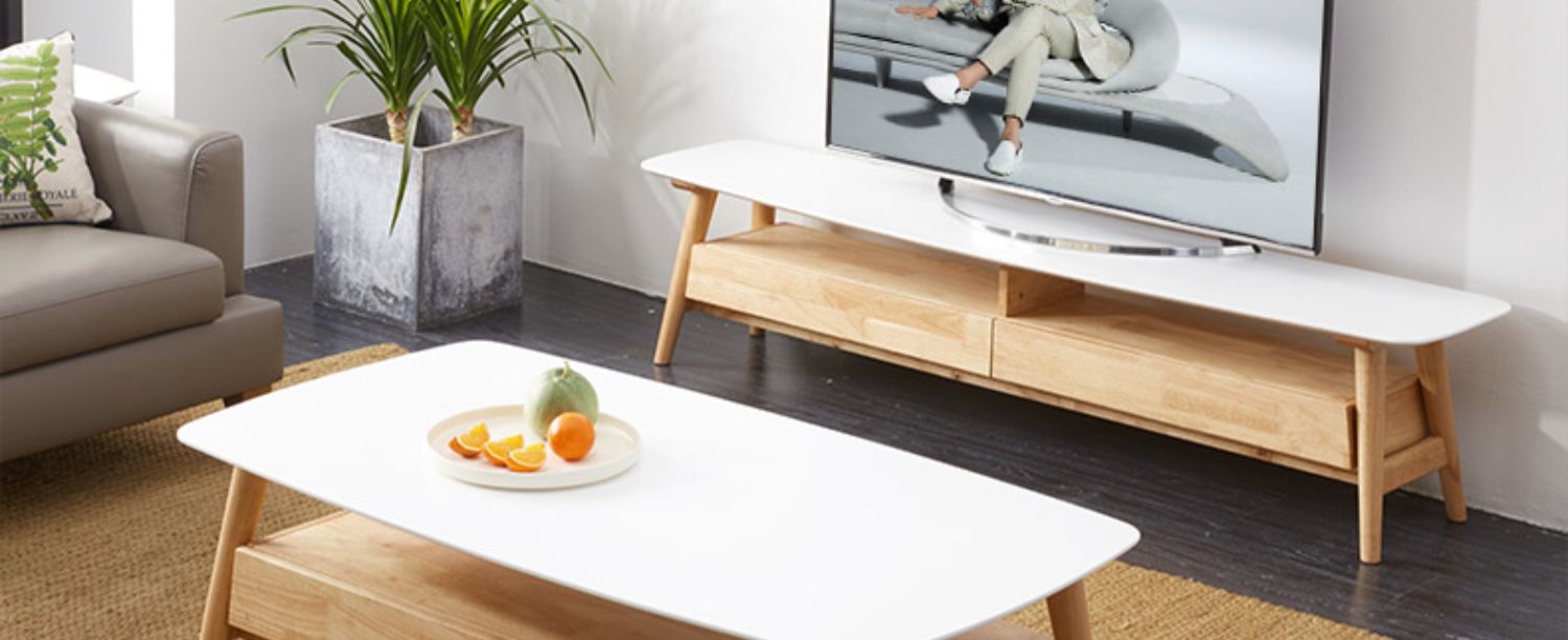 Gu nhà hiện đại nhỏ gọn Bắc Âu phòng khách kết hợp đồ nội thất tủ bàn cà phê TV PT1786 - Bàn trà bàn tròn phòng khách