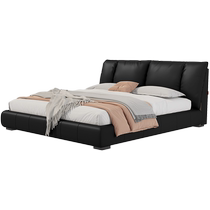 Gujia Home Modern Simple Imported First-layer Cowhide Storage Bedroom Double Leather Boat Bed DS8189B