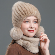 Mink hats children winter mink hats autumn and winter ear protection warm fur hats travel woven fur hats Korean version