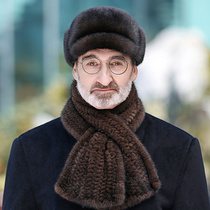 Middle-aged man mink hat autumn winter father warm duck tongue rex hat sable ear fur hat