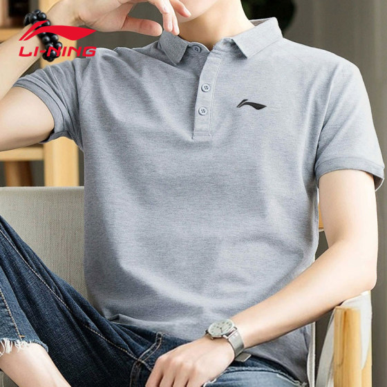李宁POLO衫男士短袖t恤2025夏季新款运动纯棉翻领T透气半袖送爸爸