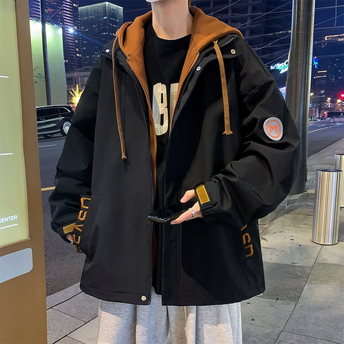 Комплект, осенняя демисезонная куртка для отдыха с капюшоном, подходит для подростков, оверсайз