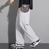 Мужские шелковые летние тонкие штаны, быстросохнущие дышащие повседневные брюки, свободный прямой крой, подходит для подростков