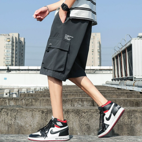 Мужские летние тонкие шорты, трендовые спортивные штаны для отдыха, оверсайз