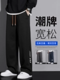 Мужские летние штаны, осенние черные повседневные брюки для отдыха, 2025 года, оверсайз, свободный прямой крой