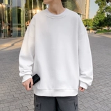 Мужская осенняя демисезонная толстовка, универсальный черный лонгслив для отдыха, оверсайз, круглый воротник