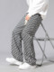 Retro geometric print casual pants for men, autumn and winter 2025 new loose and versatile wide-leg drape long pants