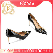JESSICA SOPHIA 2022 Sexy metal steel fine heels paint black high heels high heels high temperament
