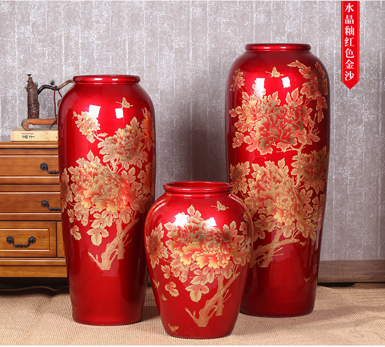 Jingdezhen ceramic crystal glaze landing large vases, flower arranging, home sitting room adornment hotel opening furnishing articles