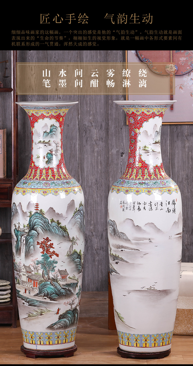 Jingdezhen ceramics landing big vase furnishing articles of new Chinese style household villa living room decoration decoration opening gifts