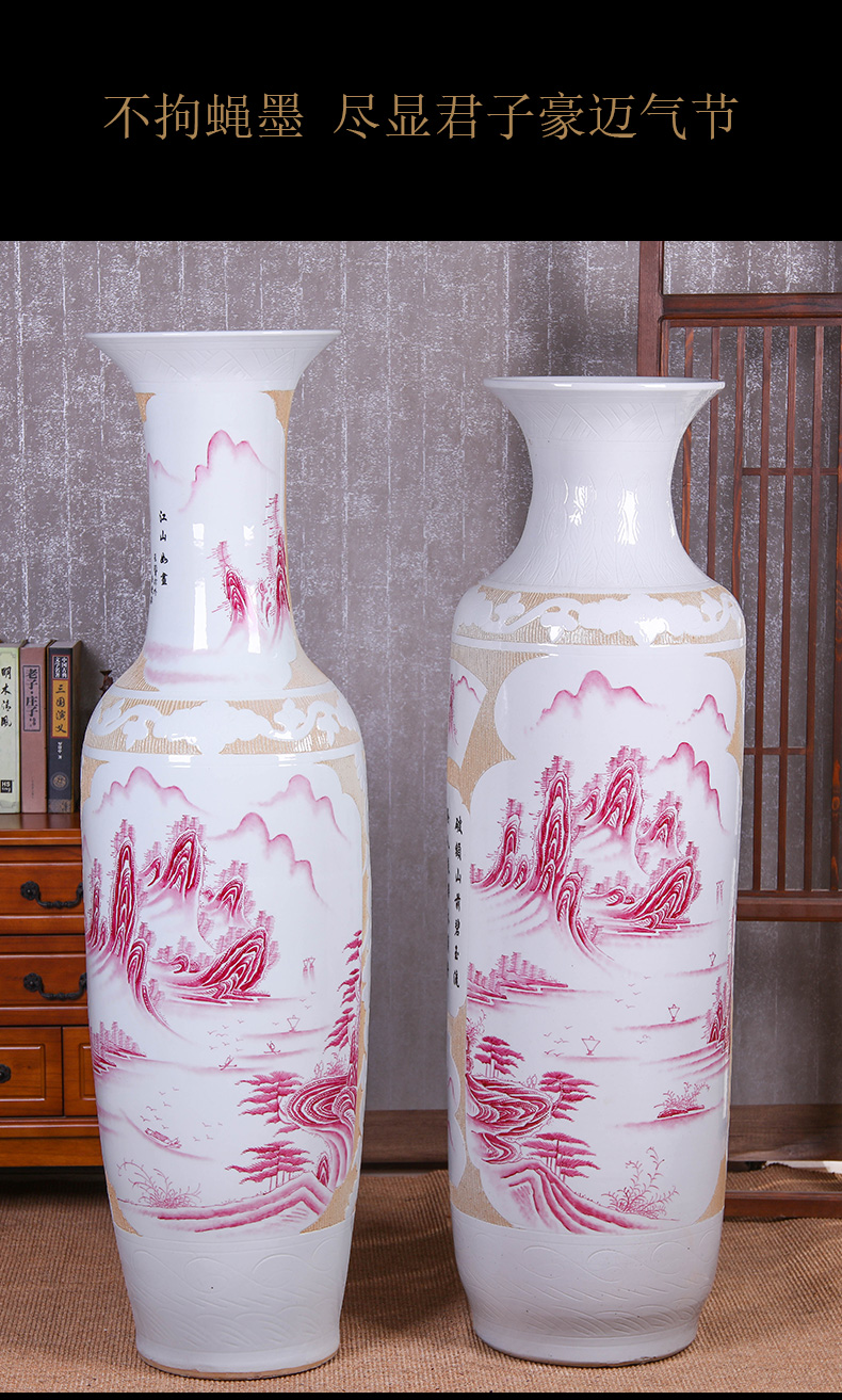 Jingdezhen chinaware big vase hand carved landing place bottle home sitting room TV ark adornment vase