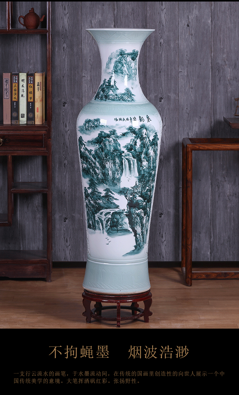 Jingdezhen ceramics hand - made big vase household living room TV cabinet floor porch decoration hotel furnishing articles