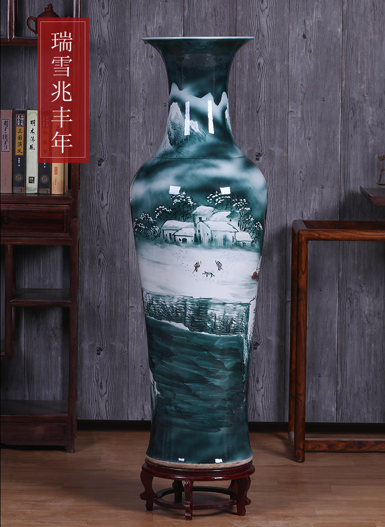 Jingdezhen ceramics hand - made big vase household living room TV cabinet floor porch decoration hotel furnishing articles