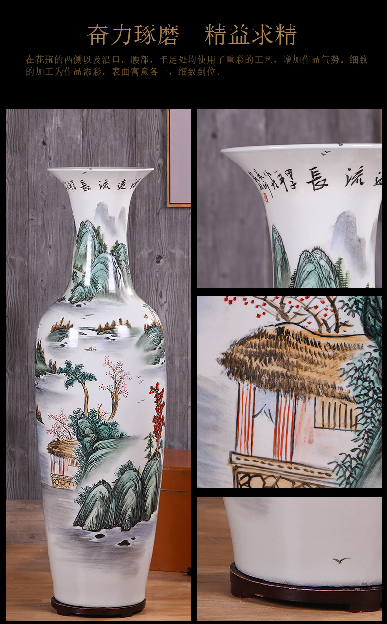 Jingdezhen ceramics landing big vase furnishing articles of new Chinese style household villa living room decoration decoration opening gifts