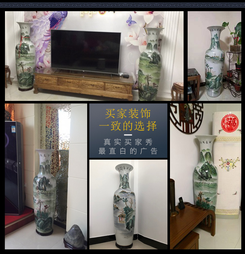 Jingdezhen ceramics landing big vase furnishing articles of new Chinese style household villa living room decoration decoration opening gifts