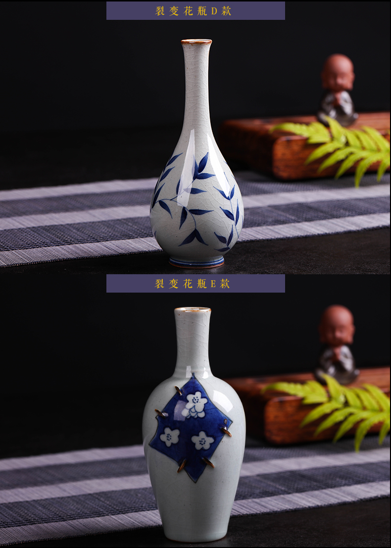 Jingdezhen ceramics furnishing articles mini ceramic hand - made floret bottle pet fresh flower vase China tea