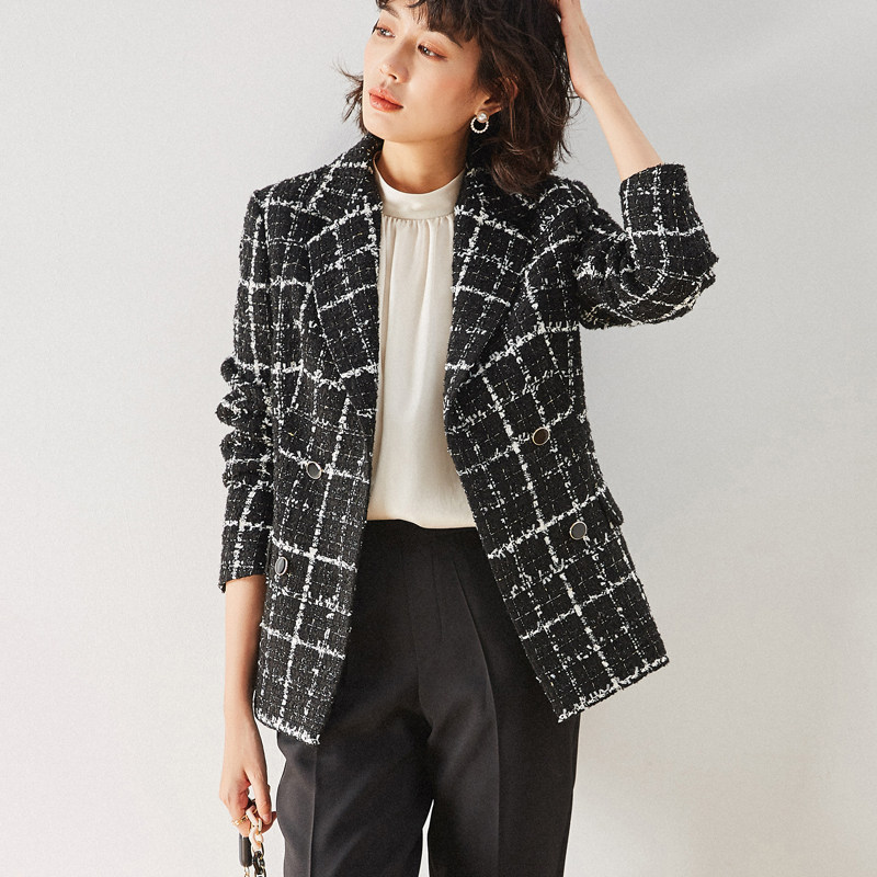 SANDRO SELEN coarse flowers Western clothes French style small aroma ethos Slim 2020 Autumn Winter Suit Short Coat Woman