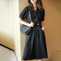 Sandro selen French Hepburn style waist small black skirt 2021 summer new black suit dress female