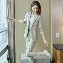 sandro selen2021 plaid suit suit womens spring and summer thin temperament tooling professional suit two-piece suit