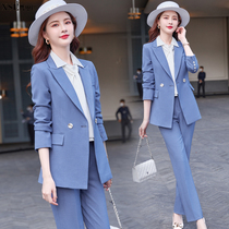 Blue Small Suit Jacket Womens Professional Suit Spring 2022 New Stylish Temperament Casual Ol Positive Dress Suit