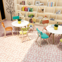 Pink flower tiles 300 balcony bathroom tile toilet kitchen floor tiles Nordic retro background wall tiles