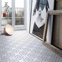 Simple lines exotic style tiles wall tiles bathroom kitchen white bottom black line parquet matte non-slip floor tiles 300