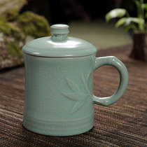  Large capacity open piece Ruyao office cup Chai Kiln Brother kiln Agate glaze conference tea cup with lid Boss personal cup