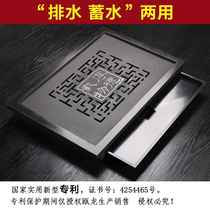  Natural black goldstone drainage water storage tea tray Whole black goldstone tea table Water storage type with tray drawer water box Tea sea