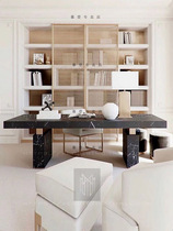 Italian Light Extravagant Marble Desk Home Italian Black Rock Plate Desk Modern Minimalist Boss Table