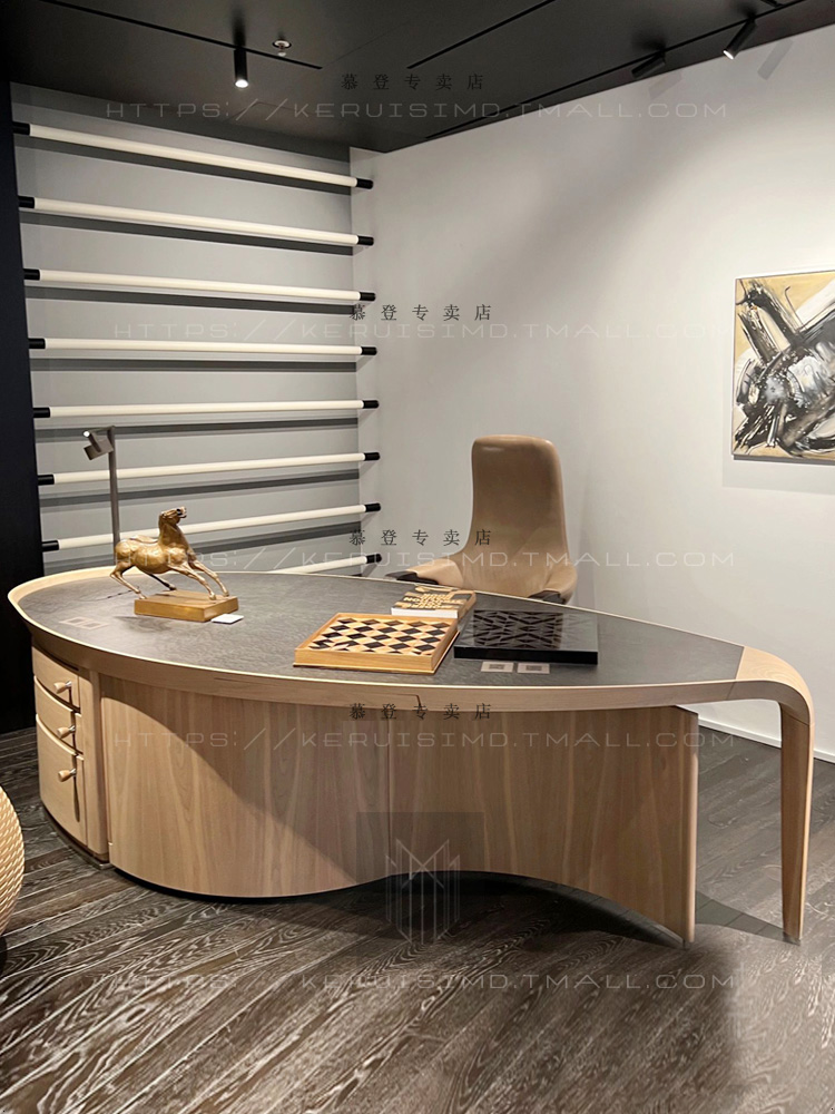 Log Wind Boss Table President Table Solid Wood Profiled Solid desk Arc Bench Personality Creative Big Class Table-Taobao