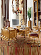 Italian solid wood desk Villa French light luxury desk neoclassical boss big Class President big class table