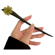 Camellia Waiting Flower Wooden Hairpin New Chinese Style High-end Hairpin Back of the Head Hair Ornament Hairpin