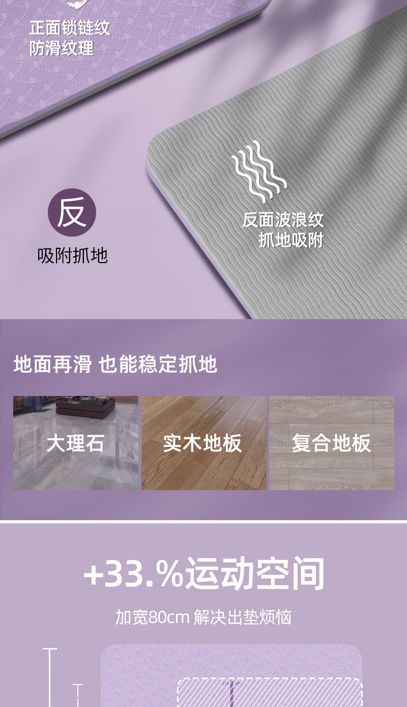 浪比速  加厚加宽加长防滑舞蹈瑜伽垫 图4