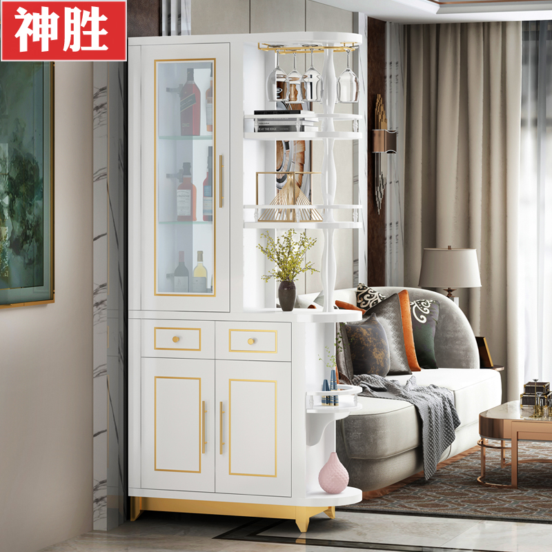 White Light Extravagant Partition Cabinet Wine Cabinet Double Sided Modern Minimalist Genguan Cabinet Door Hall Shoe Cabinet Entrance Hall Cabinet Black & White Color