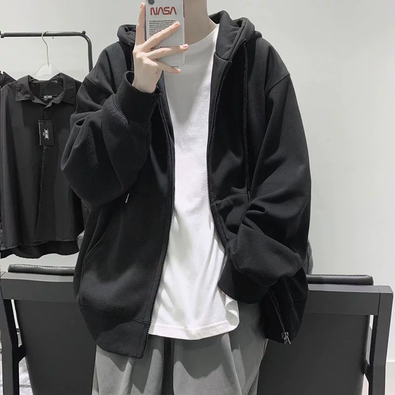 Tide, demi-season jacket, hoody for students, trend sweatshirt for leisure, oversize