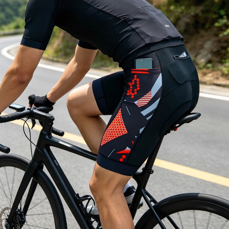 Outdoor Professional Cycling Pants for Men, New Summer Style, with Padded Seat, Mountain and Road Bike, Three-Pocket Cycling Shorts