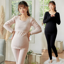 Pregnant women autumn clothes Autumn pants Pregnancy thermal underwear set Base spring and autumn cotton sweater postpartum confinement nursing pajamas