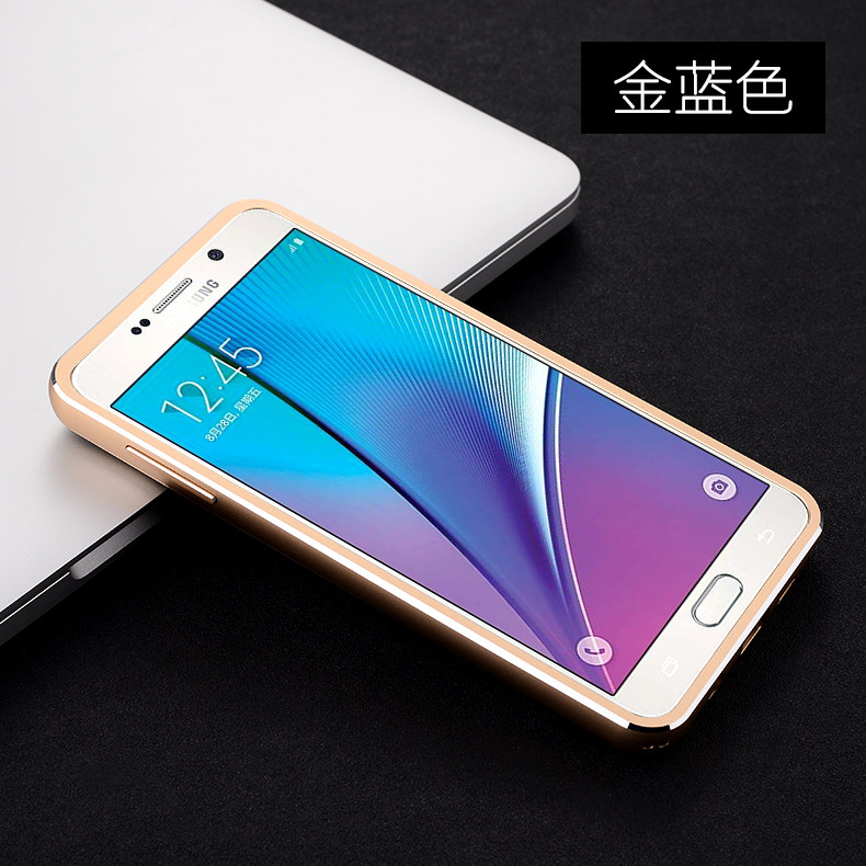 iMatch Luxury Aluminum Metal Bumper Premium Genuine Leather Back Cover Case for Samsung Galaxy Note 5 N9200