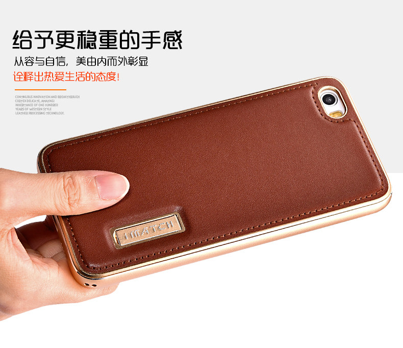 iMatch Luxury Aluminum Metal Bumper Premium Genuine Leather Back Cover Case for Xiaomi Mi 5