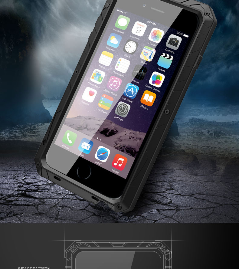 iMatch Water Resistant Shockproof Dust/Dirt/Snow-Proof Aluminum Metal Case Cover for Apple iPhone 6S Plus/6 Plus