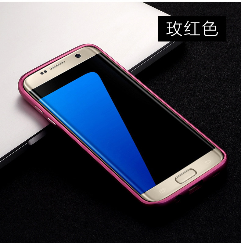 iMatch Luxury Aluminum Metal Bumper Premium Genuine Leather Back Cover Case for Samsung Galaxy S7 Edge G9350 & S7 G9300