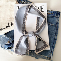 Hyuna with ins small silk scarf printing new trend Korean silk scarf women narrow hair band Joker decorative scarf