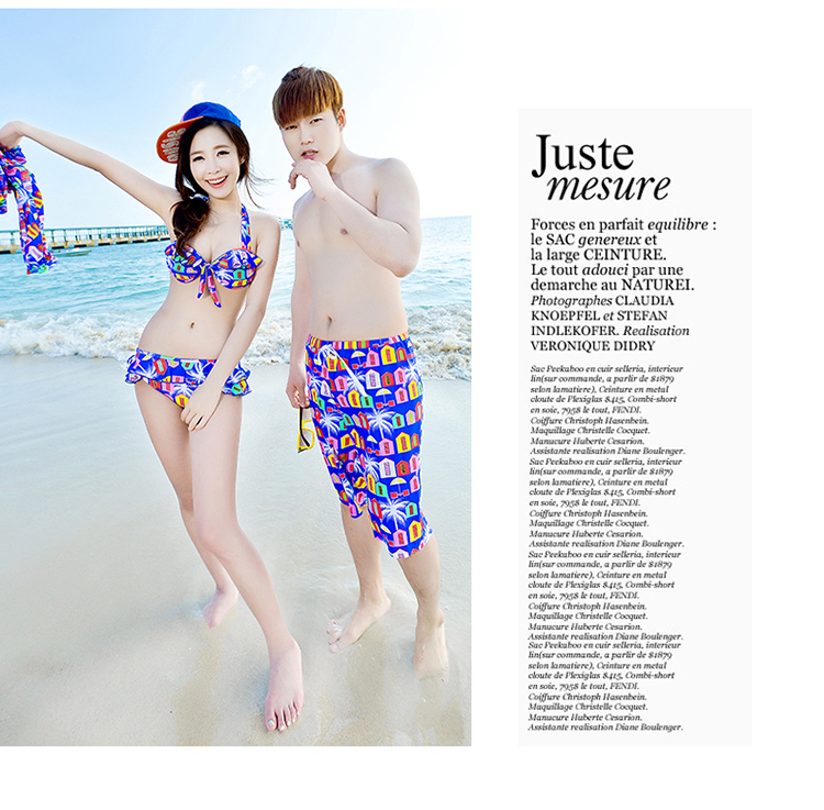 Ngực nhỏ mới tập hợp bikini thép tấm và khăn tắm ba mảnh áo tắm nam Những người yêu thích đồ bơi bãi biển - Vài đồ bơi đồ đôi đi biển nam nữ