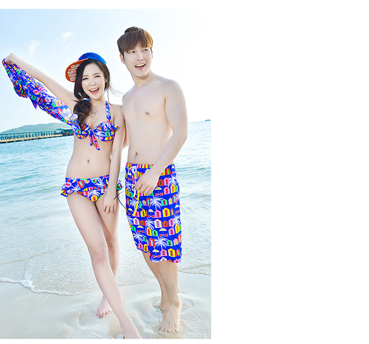 Ngực nhỏ mới tập hợp bikini thép tấm và khăn tắm ba mảnh áo tắm nam Những người yêu thích đồ bơi bãi biển - Vài đồ bơi đồ đôi đi biển nam nữ