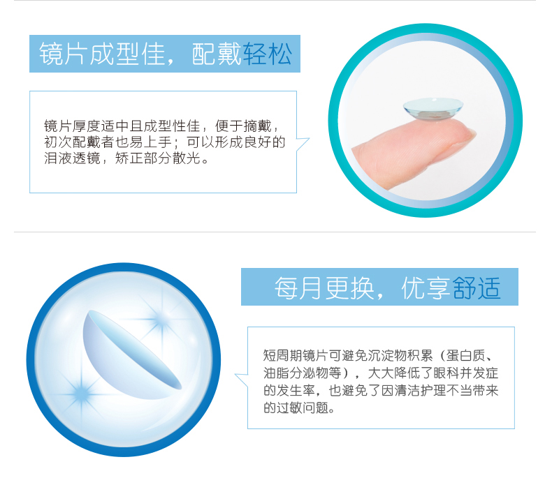 海昌 优氧 隐形近视眼镜 月抛 6片 图4