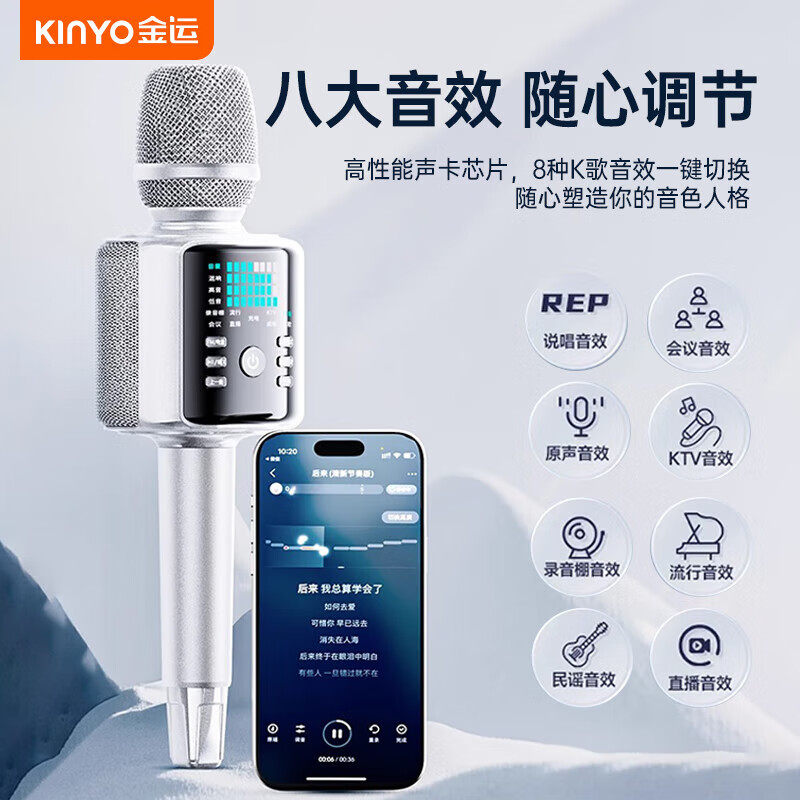 Jinyun H9 Microphone and Speaker Combo, Home Karaoke Speaker with Sound Card, Sound Editing, Live Streaming, Singing, Home Ktv