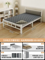 [Стабильная труба ☆ Мягкая кровати] Двухворотная кровать+удобный матрас простой белый 190*90