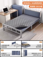 [Стабильная труба ☆ мягкая головка] Двухворотная кровать+удобная матрас Серебряный серый 190*100