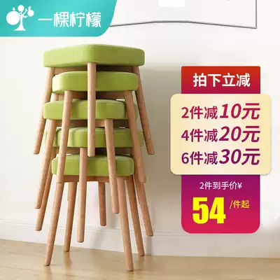 Stool home bench bench low stool makeup makeup chair fashion creative solid wood square stool stool Adult Small chair