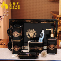 Eurostyle Ceramic Bathroom Five Sets Minimalist Couple Bathroom Wash of Toothbrush Shelve Cups Toiletries Gift for Home Gift